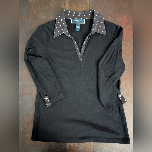 Karen Scott Petites 3/4 Sleeve Collard Top - Picture 2 of 7